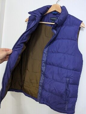 Lands End Medium Puff Vest Goose down Purple Blue Warm Winter Puffer Sleeveless